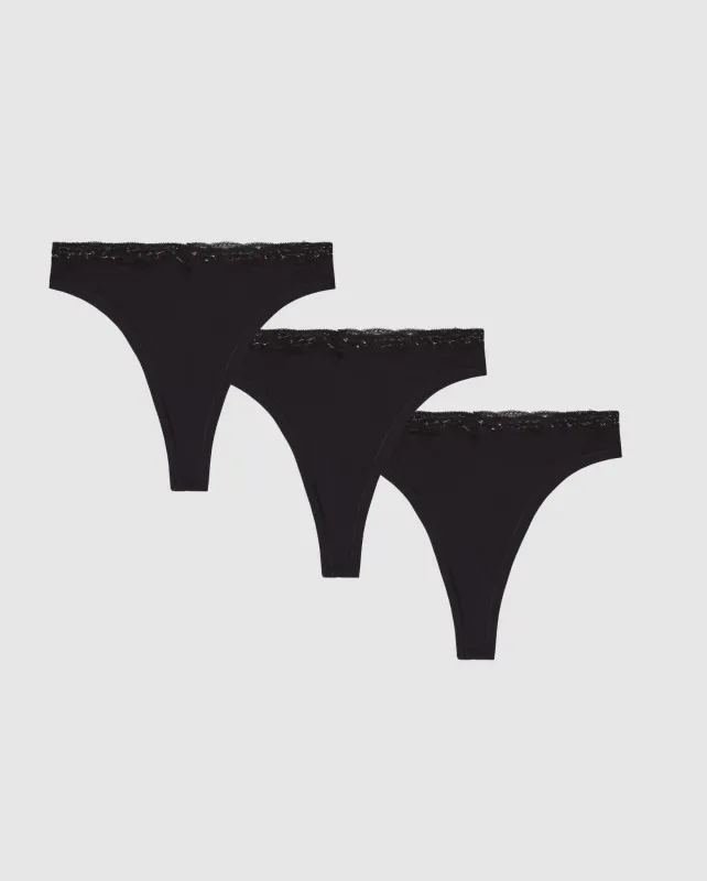 Micro Lace Thong 3-Pack Black sold by Ivalo.com