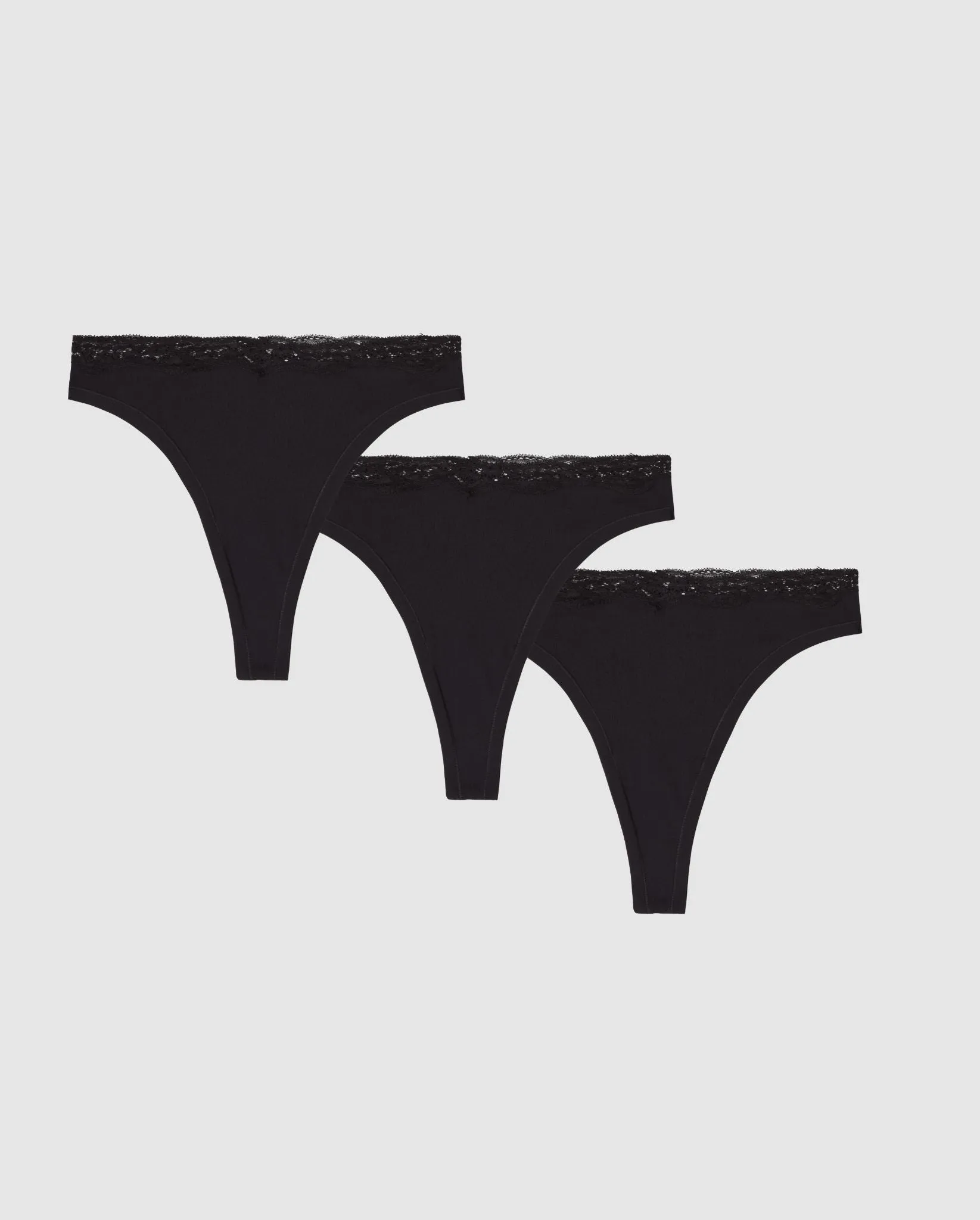 Micro Lace Thong 3-Pack Black sold by Ivalo.com