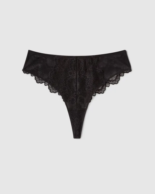 Lace Mesh Highwaist Thong Black sold by Ivalo.com