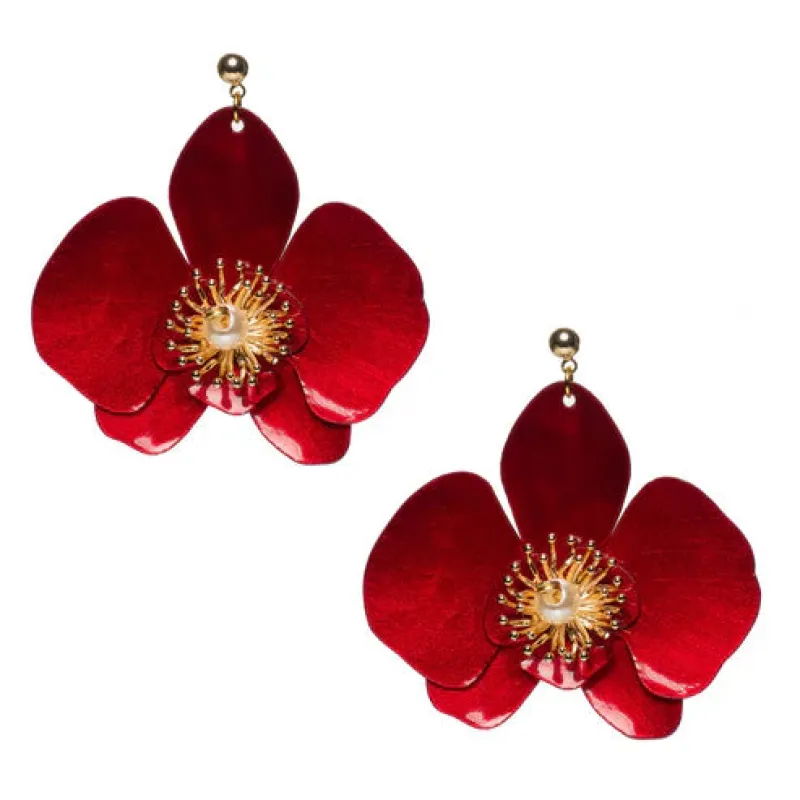 Butterfly Orchid Stud Earrings Red sold by Ivalo.com