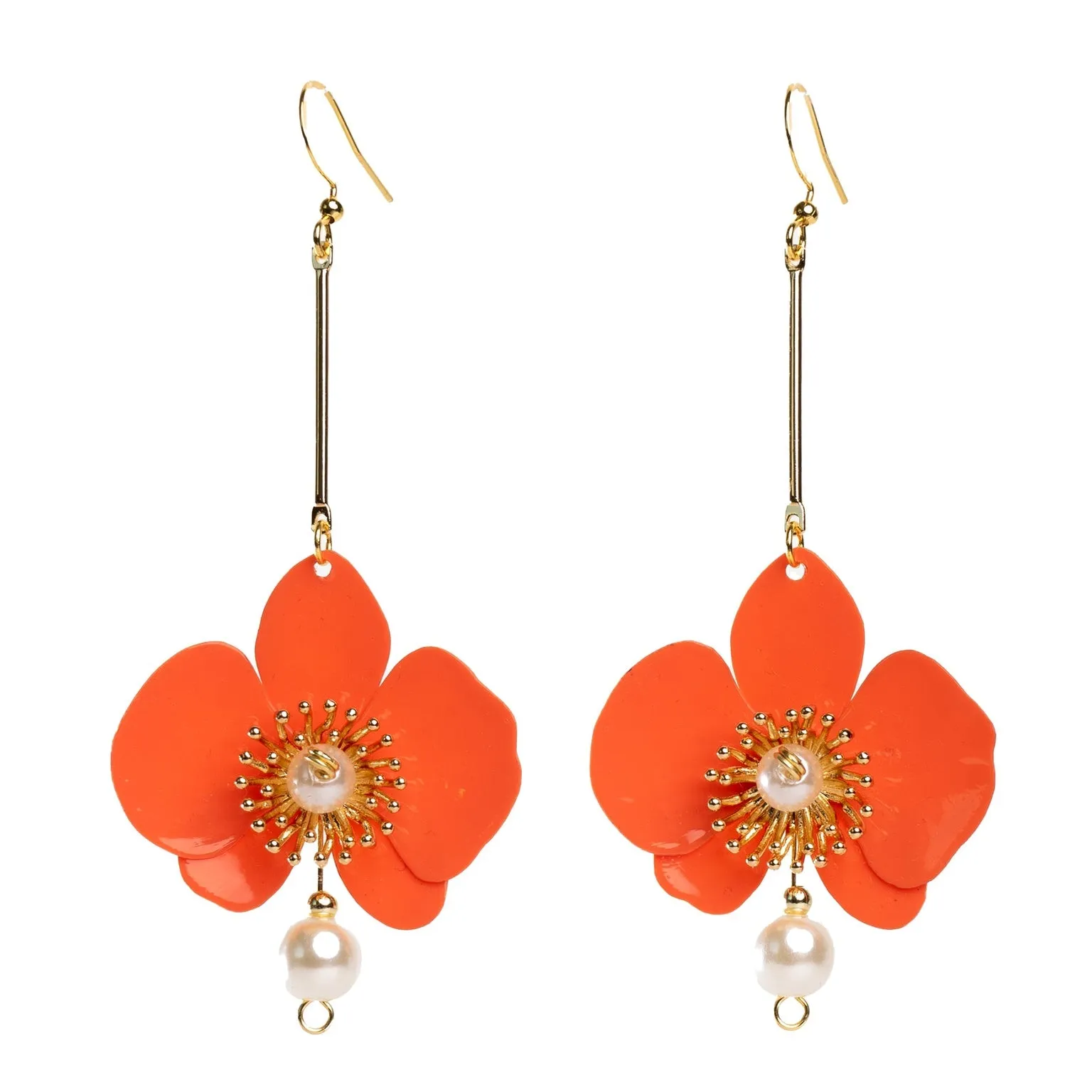 Butterfly Orchid Pearl Earrings Papaya Orange sold by Ivalo.com product image thumbnail 3