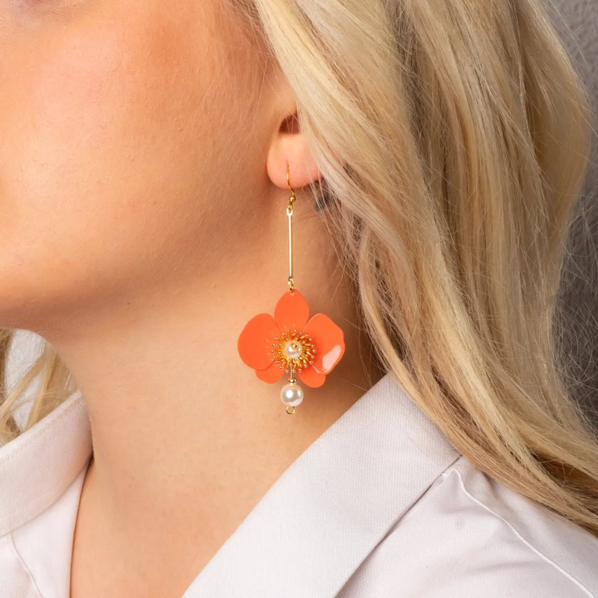 Butterfly Orchid Pearl Earrings Papaya Orange sold by Ivalo.com product image thumbnail 2