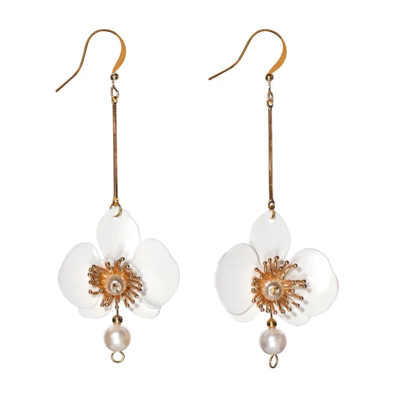 Butterfly Orchid Pearl Earrings White sold by Ivalo.com