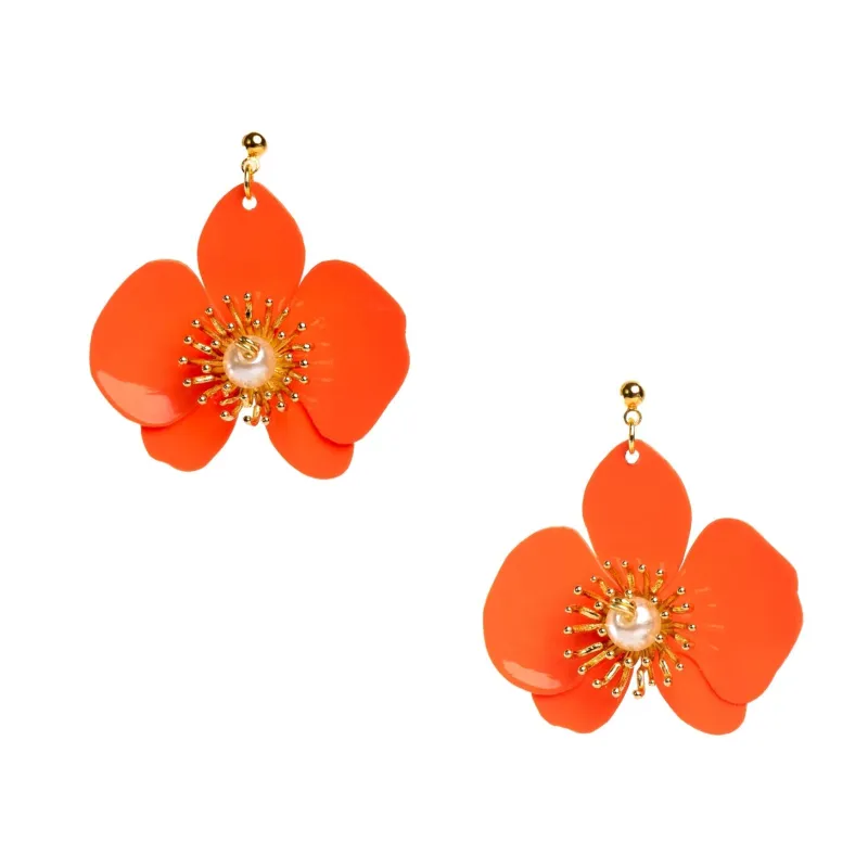 Small Butterfly Orchid Stud Earrings Papaya Orange sold by Ivalo.com