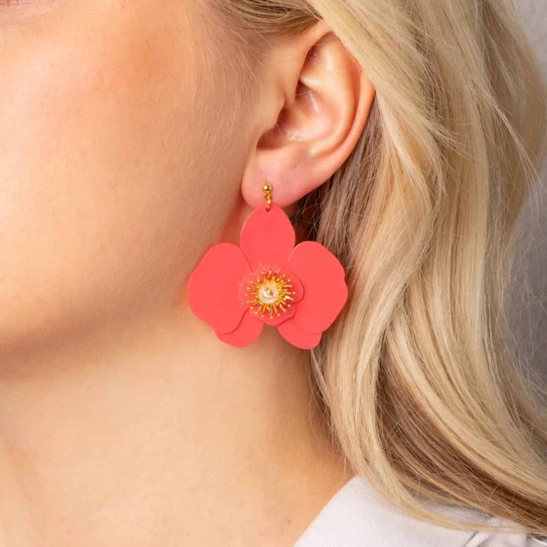 Small Butterfly Orchid Stud Earrings Scarlet sold by Ivalo.com product image thumbnail 2