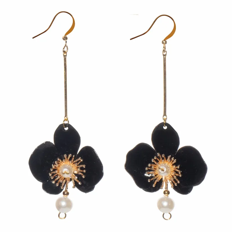 Butterfly Orchid Pearl Earrings Black sold by Ivalo.com