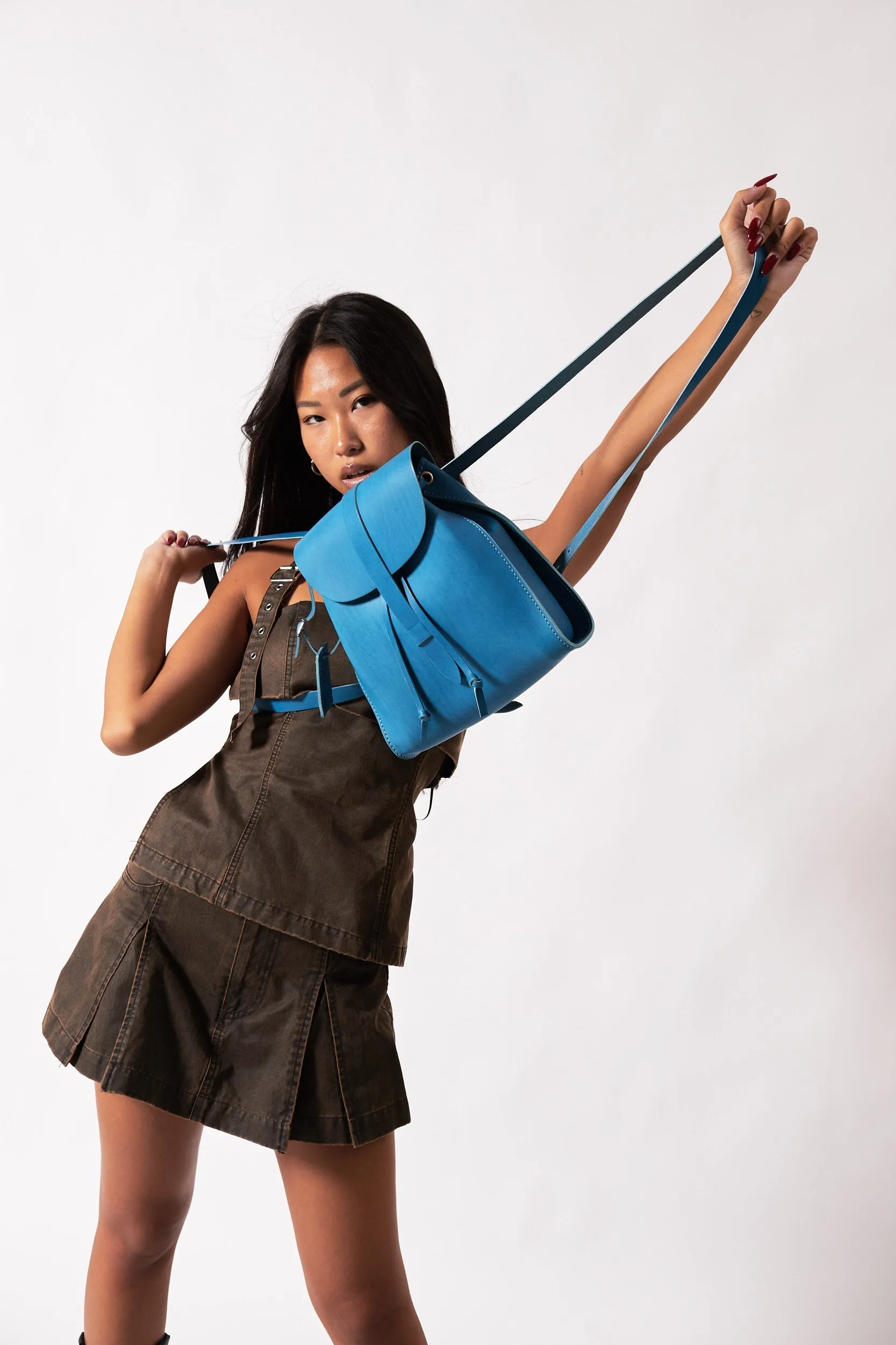 Leather Backpack Mod 130 Cuoio Light Blue sold by Ivalo.com product image thumbnail 4