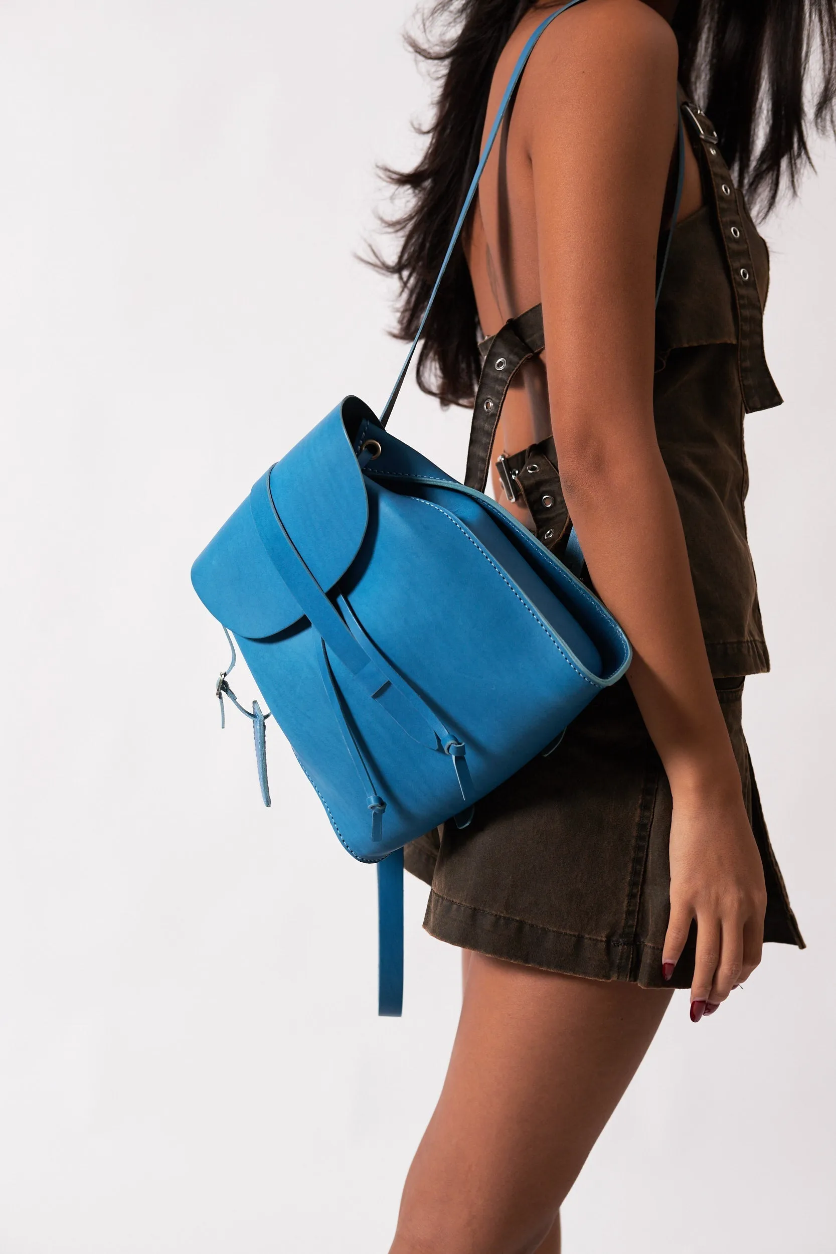 Leather Backpack Mod 130 Cuoio Light Blue sold by Ivalo.com