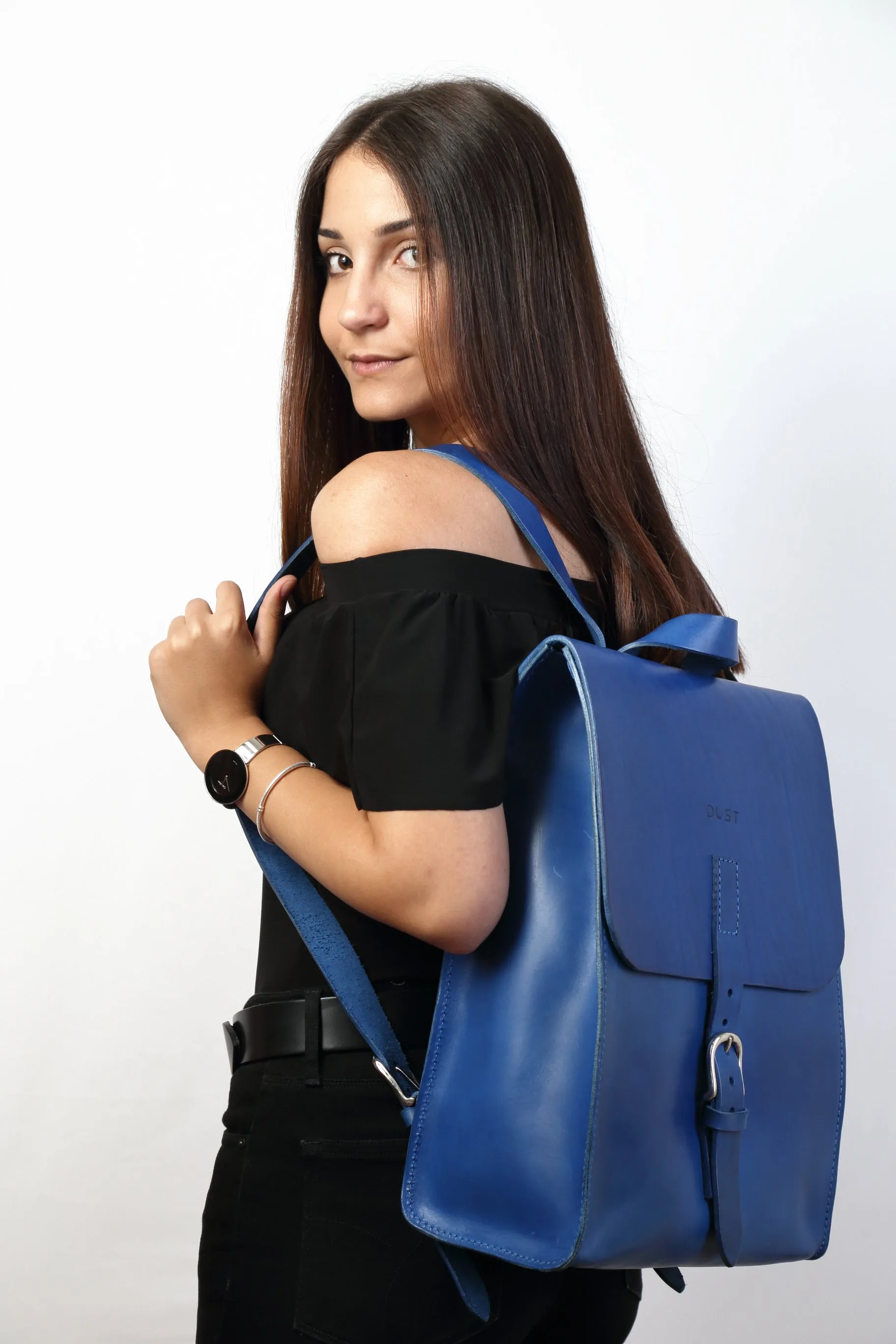 Leather Backpack Mod 120 Cuoio Blue sold by Ivalo.com product image thumbnail 5