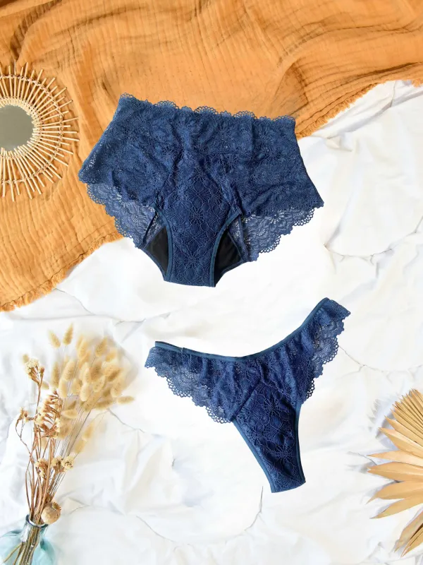 Capri Lace Period Thong & Panties 2-Pack Blue sold by Ivalo.com