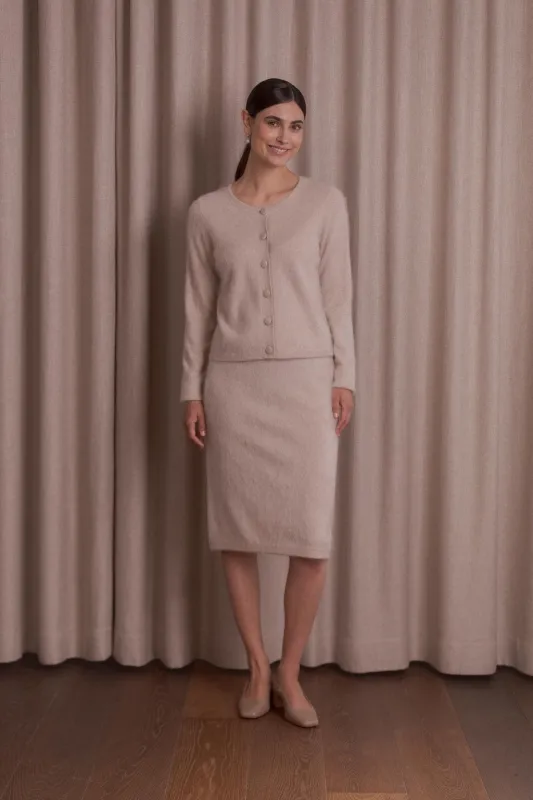 Kaia Knee-Length Cashmere Skirt Latte sold by Ivalo.com