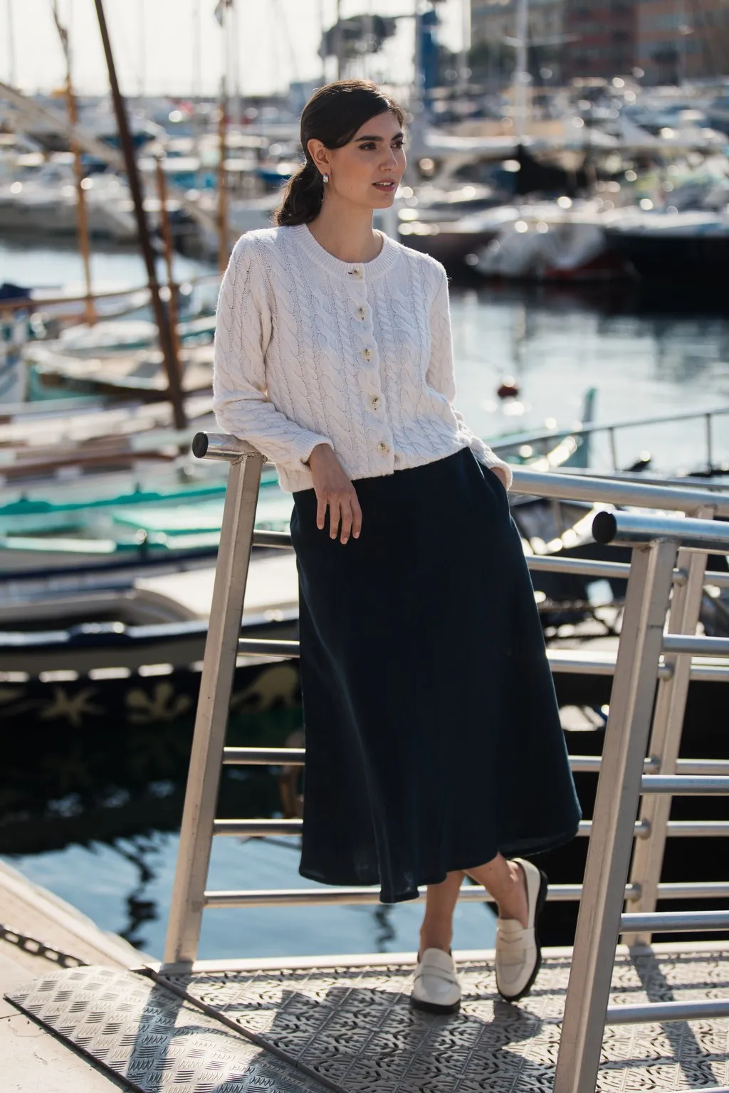 Vivianna Cable Knit Wool Cashmere Blend Cardigan Cream sold by Ivalo.com product image thumbnail 5