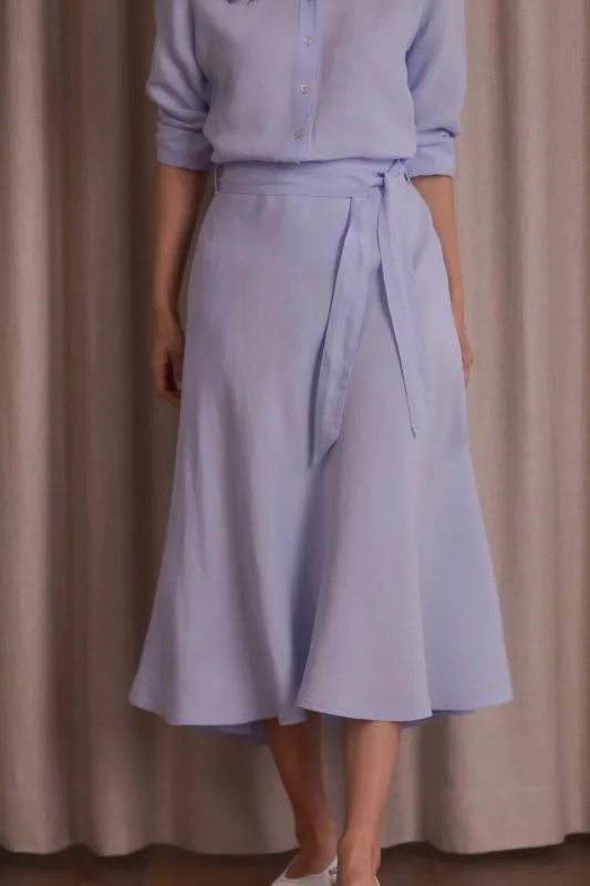Liana Wide-hemmed Linen Skirt Sky sold by Ivalo.com