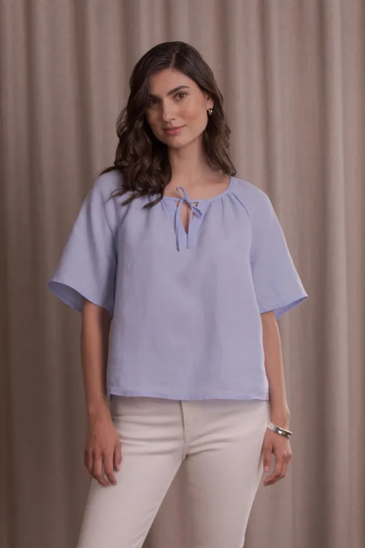 Lila Wide-sleeved Linen Shirt Sky sold by Ivalo.com