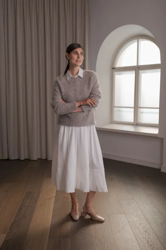 Claressa Cotton Skirt With Wide Trim White sold by Ivalo.com