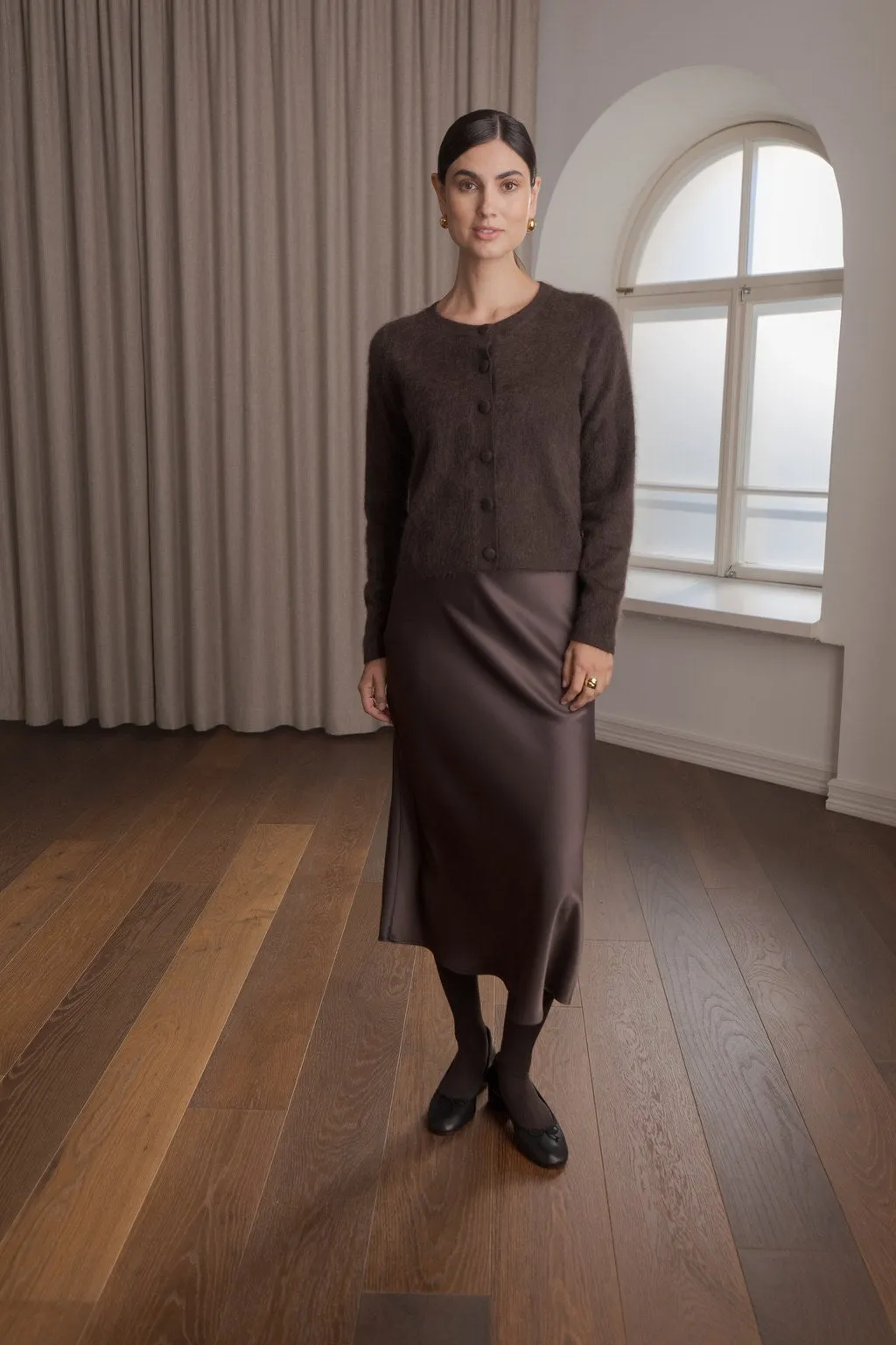 Tianna Midi Satin Skirt Dark Chocolate sold by Ivalo.com product image thumbnail 4