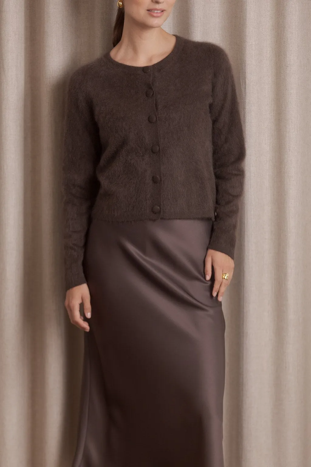 Tianna Midi Satin Skirt Dark Chocolate sold by Ivalo.com product image thumbnail 5