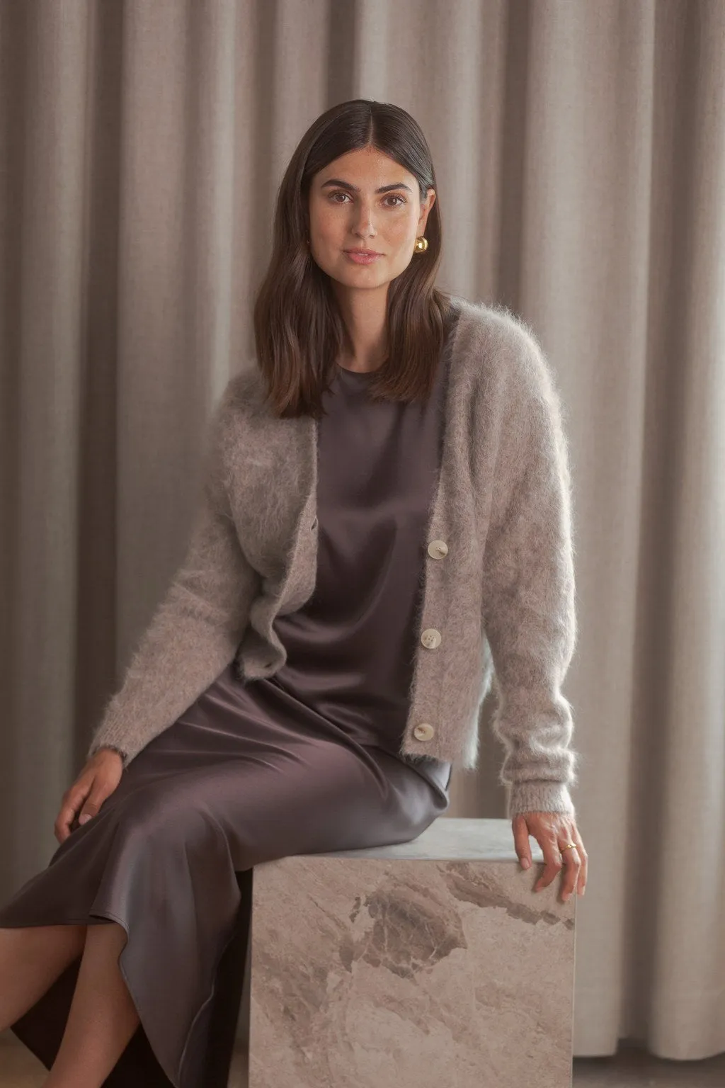 Tianna Midi Satin Skirt Dark Chocolate sold by Ivalo.com product image thumbnail 3