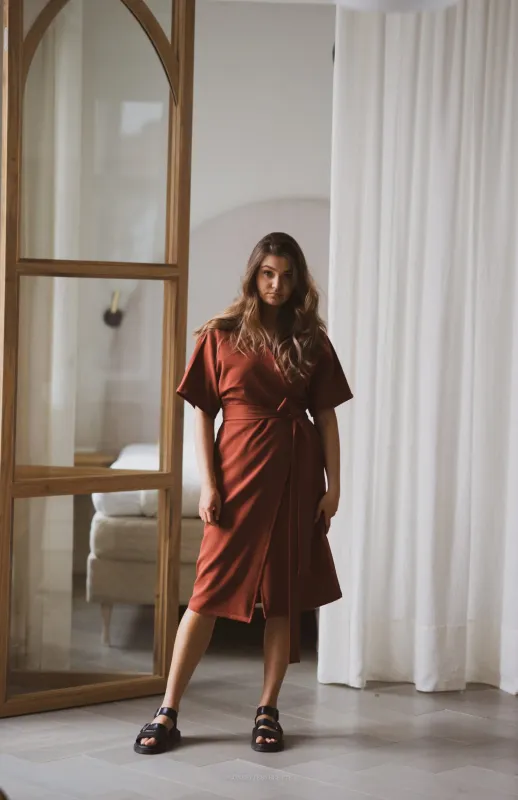 Jade Wrap Dress Brick Red sold by Ivalo.com