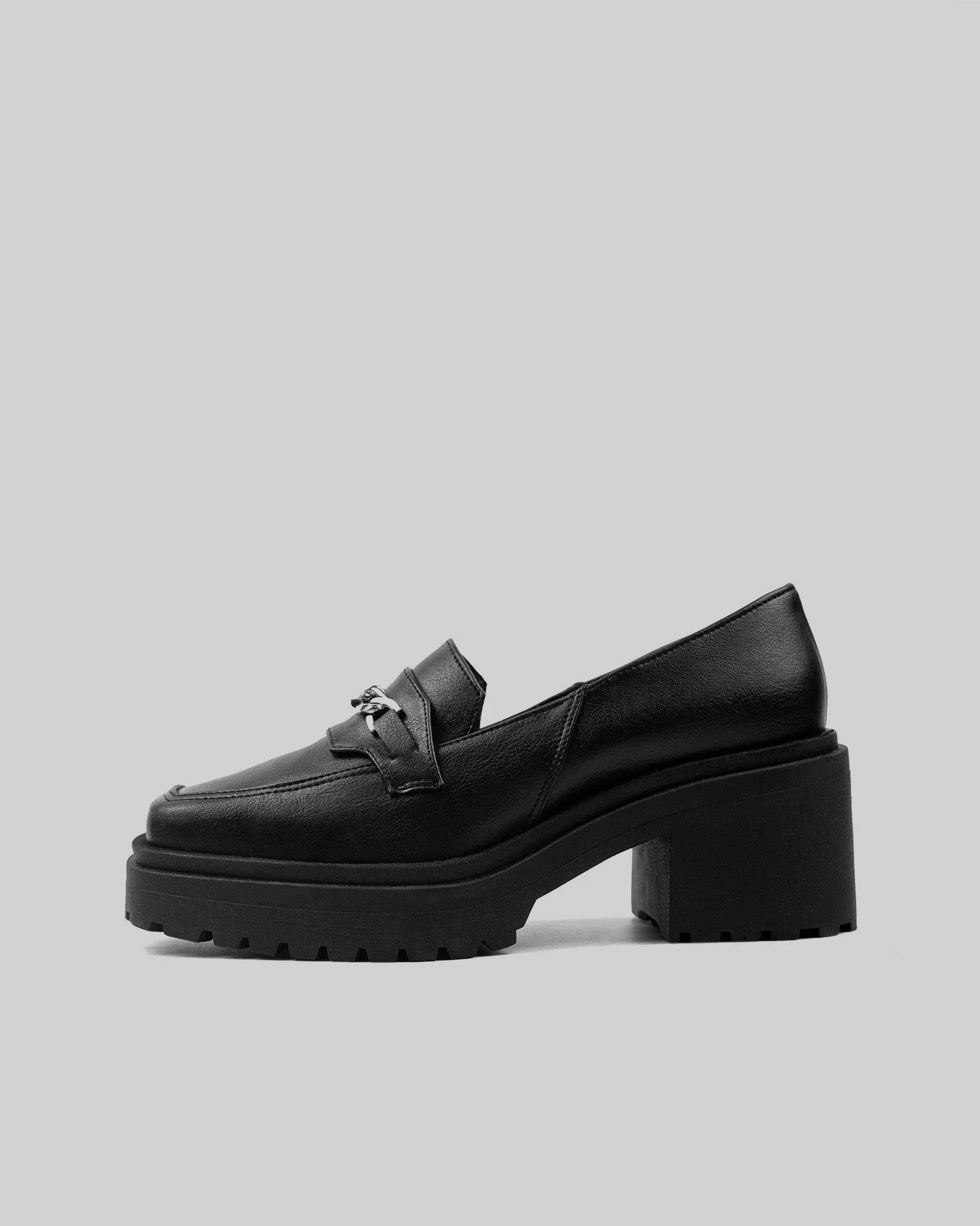 Squared Chunky Loafers Black Vegan Women's Loafers Shoes sold by Ivalo.com