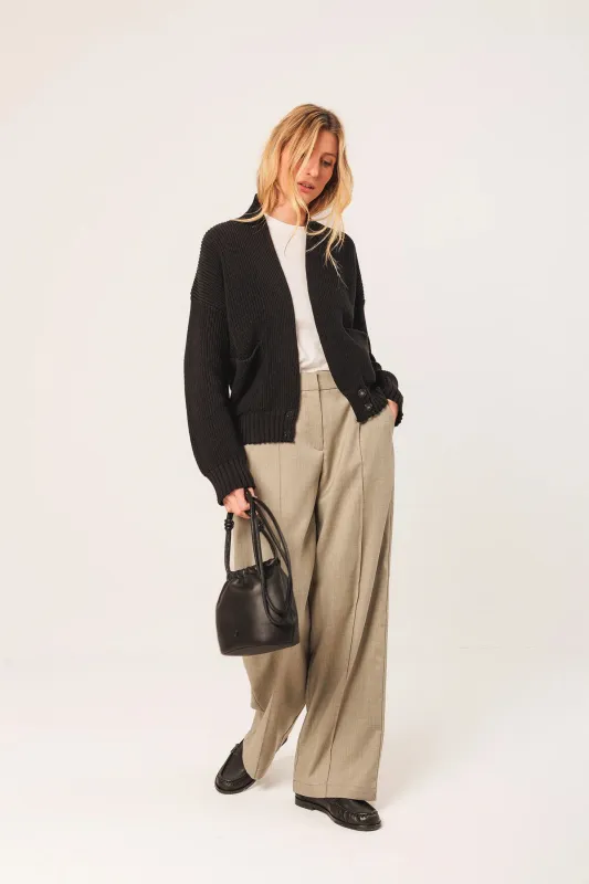 Cotton Double-Breasted Cardigan Black sold by Ivalo.com