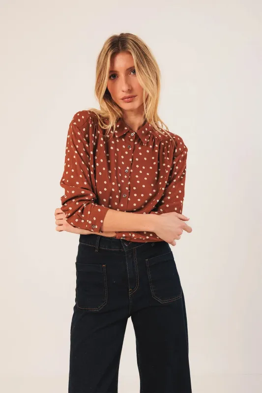 Bea Polka Dot Shirt Terracotta sold by Ivalo.com