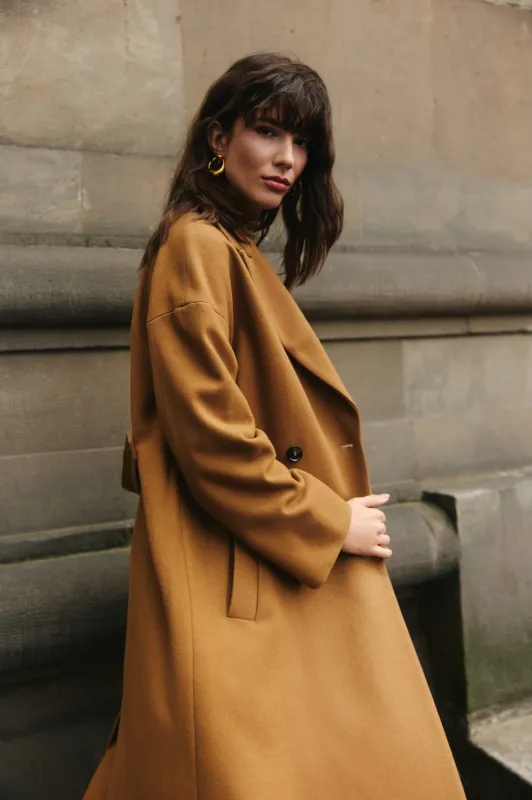 Double-breasted coat carmel sold by Ivalo.com