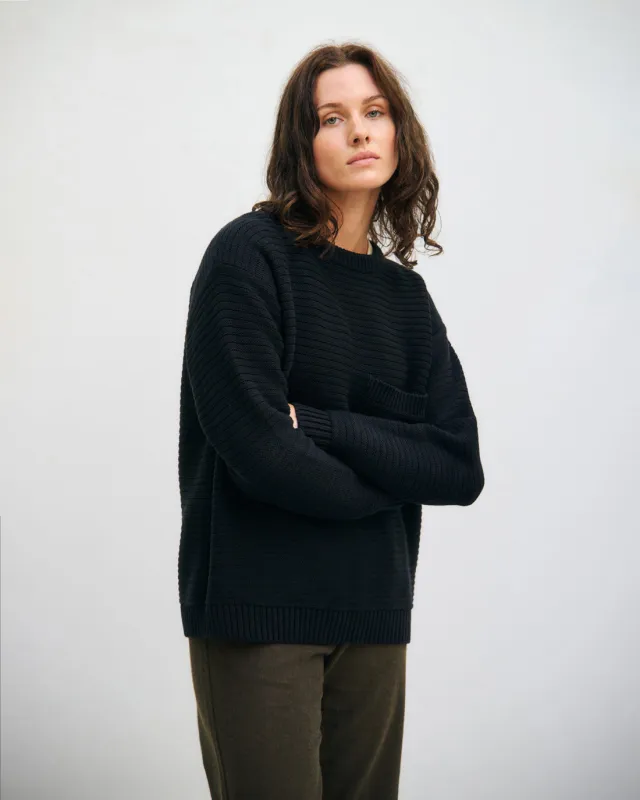 Loose Knit Sweatshirt Organic Cotton True Black sold by Ivalo.com
