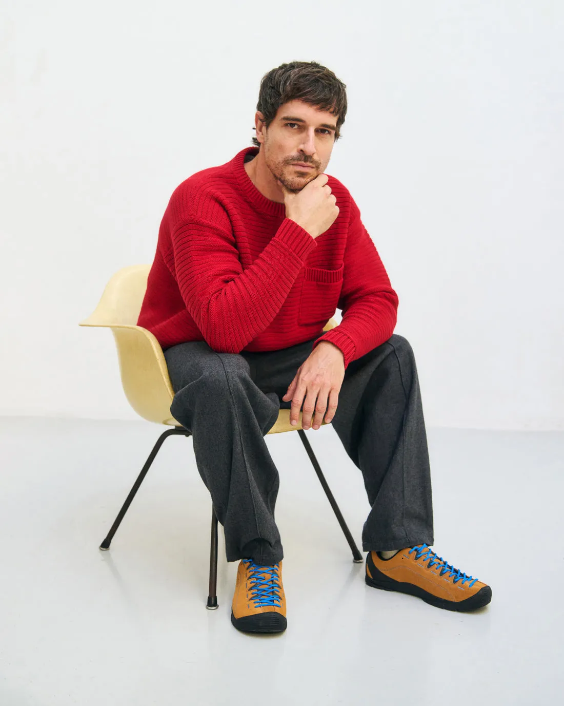 Loose Knit Sweatshirt Organic Cotton Washed Burgundy sold by Ivalo.com