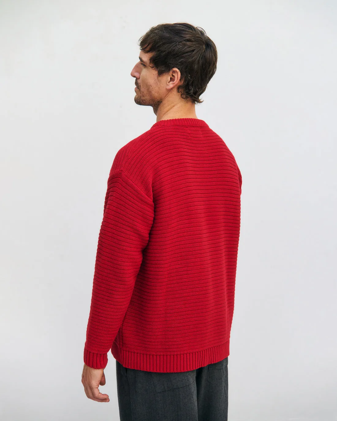 Loose Knit Sweatshirt Organic Cotton Washed Burgundy sold by Ivalo.com product image thumbnail 5