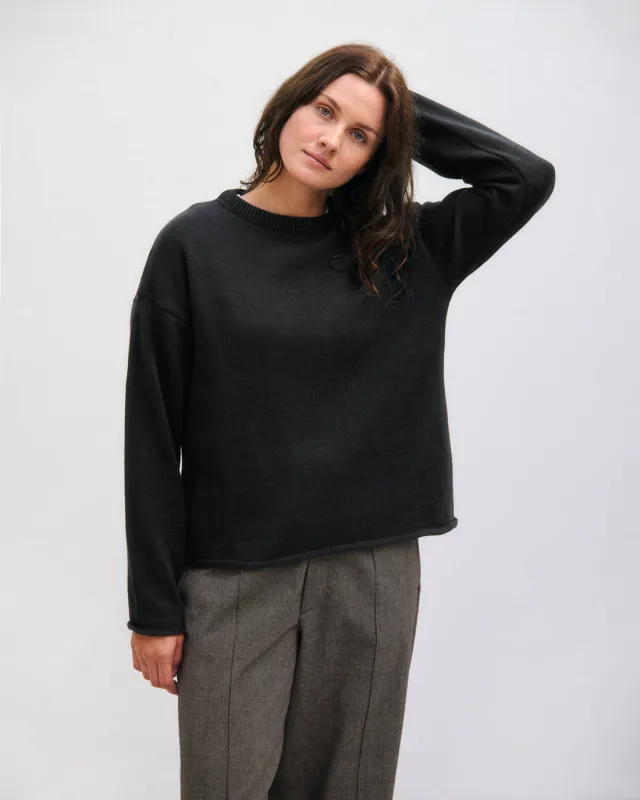 Relaxed Knit Sweatshirt Black sold by Ivalo.com