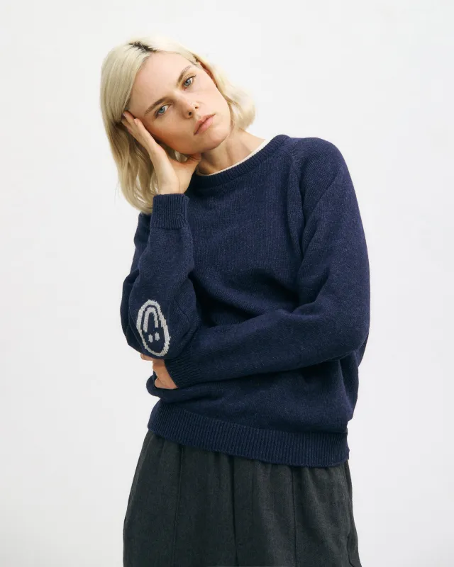 Smiling Knit Sweatshirt Blue Melange sold by Ivalo.com