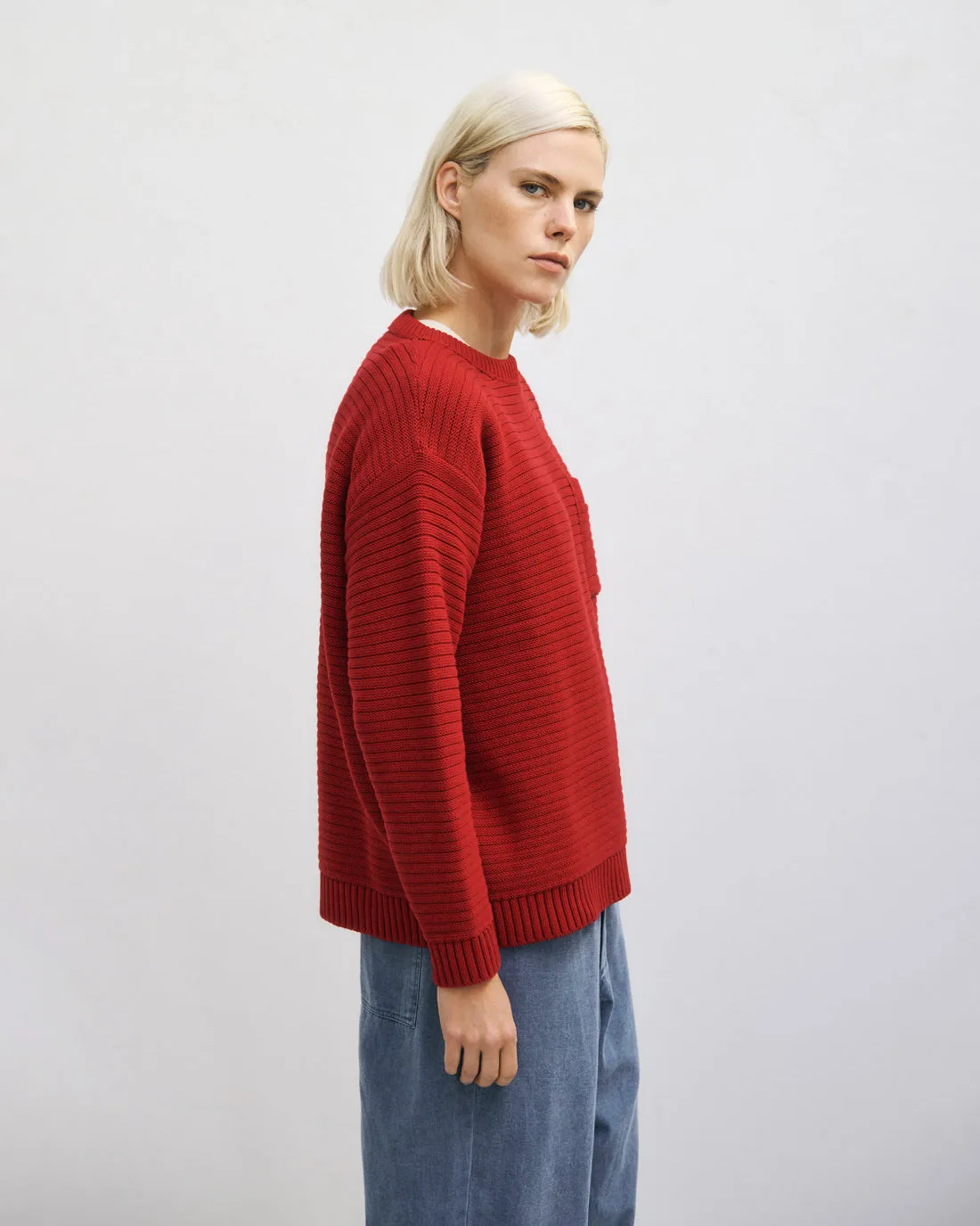 Loose Knit Sweatshirt Organic Cotton Washed Burgundy sold by Ivalo.com product image thumbnail 2