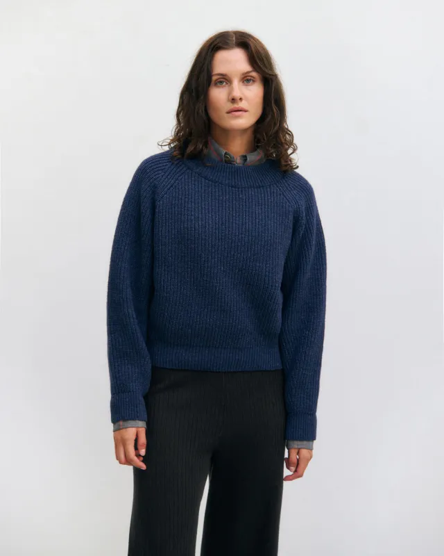 Cropped Knit Sweatshirt Blue Melange sold by Ivalo.com