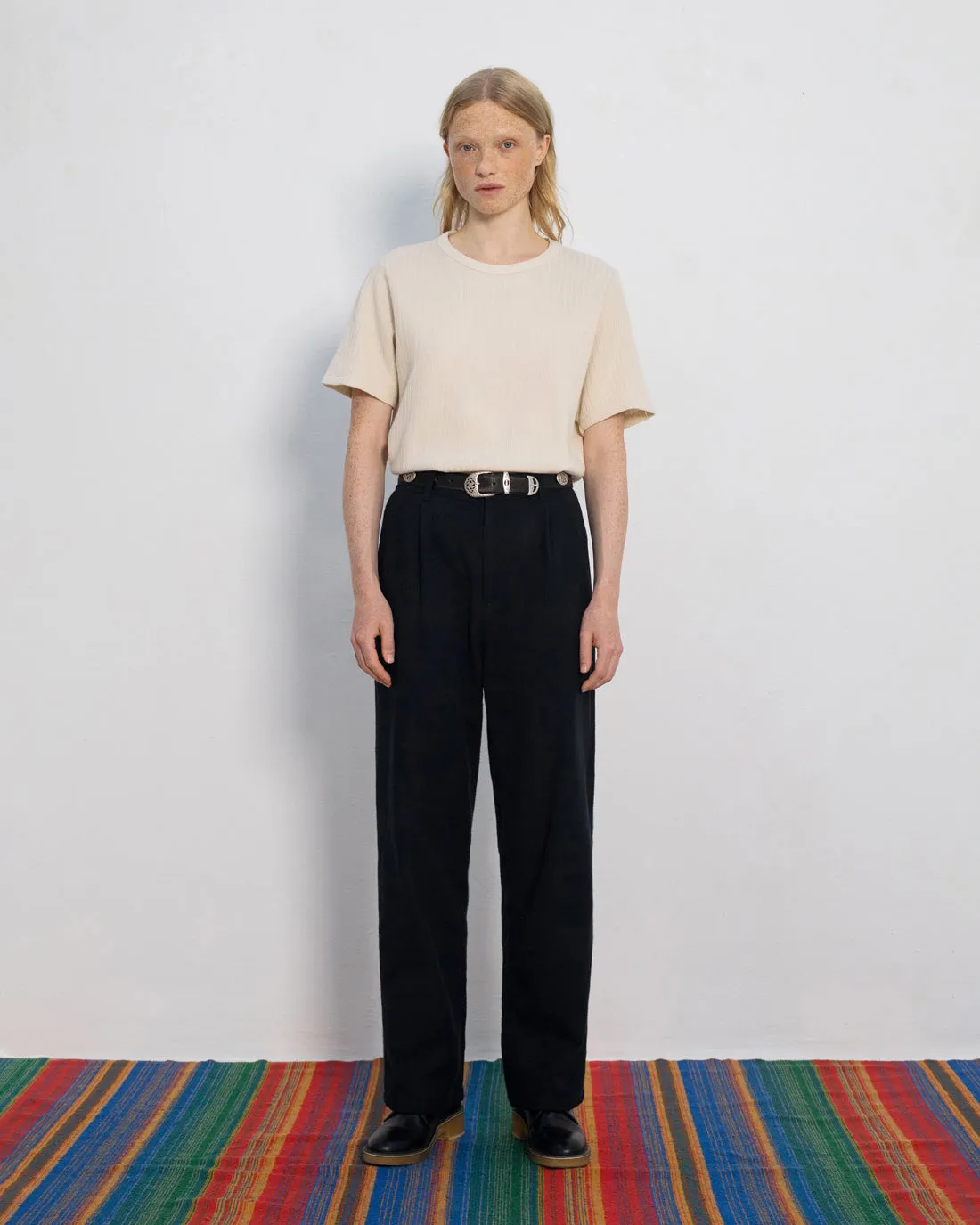 High-Waist Flannel Pants True Black sold by Ivalo.com