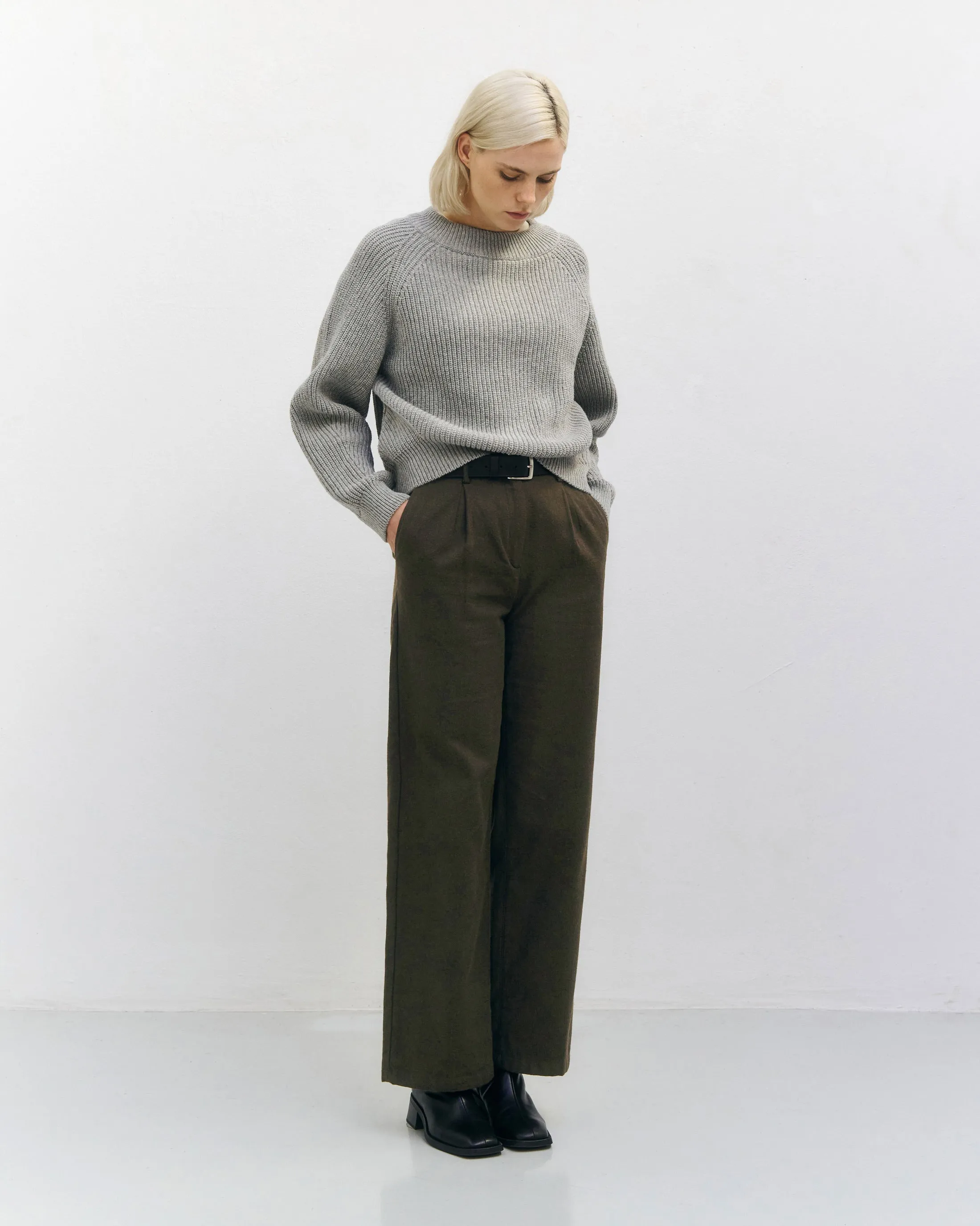 Cropped Knit Sweatshirt Grey Melange sold by Ivalo.com product image thumbnail 2