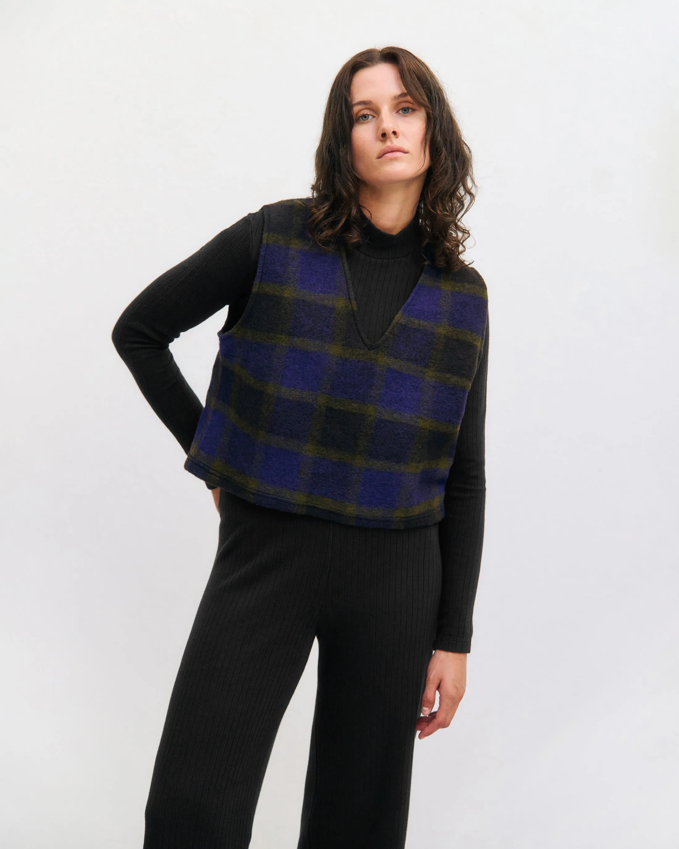 Cropped Vest Purple Checkered sold by Ivalo.com