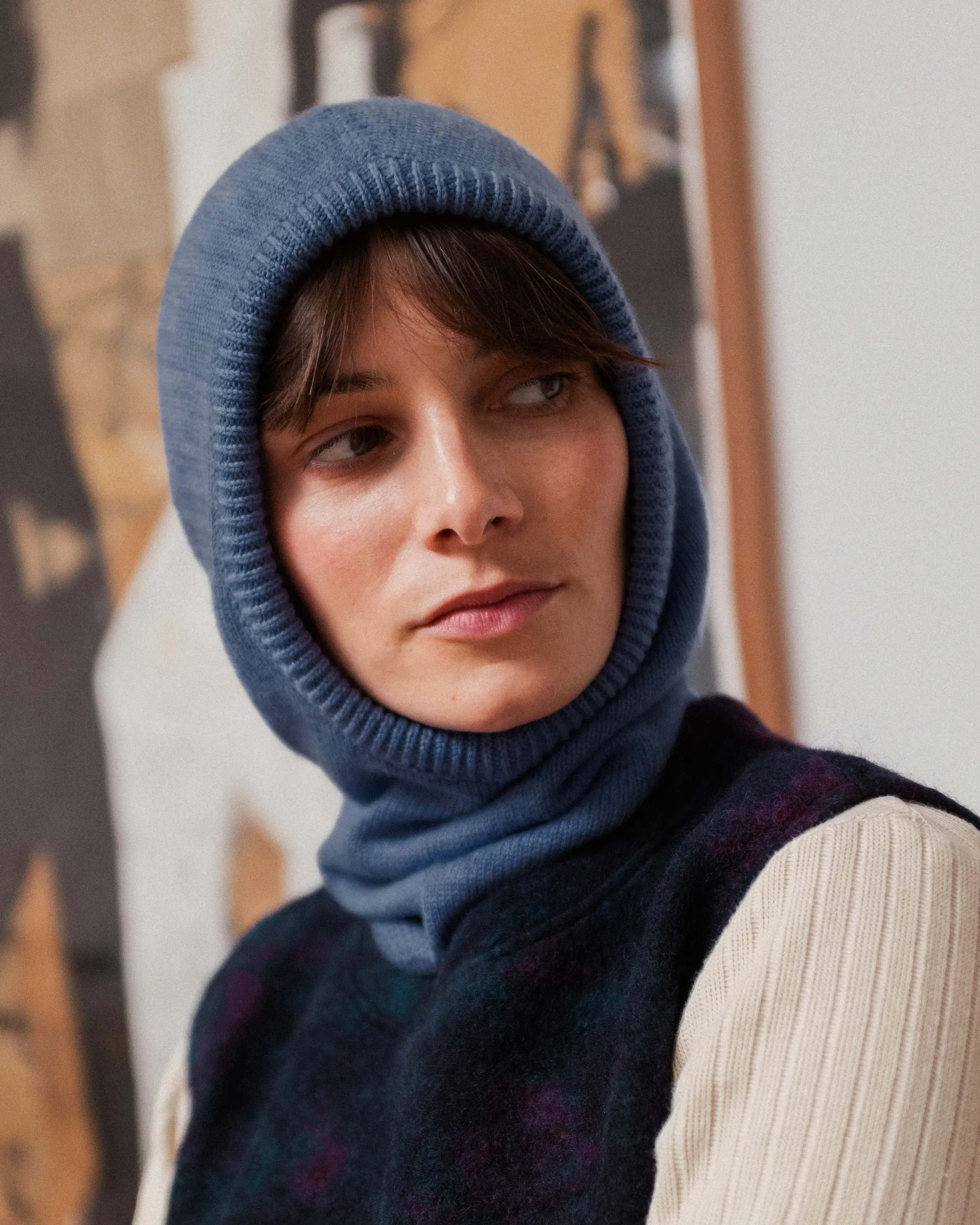 Balaclava Merino Wool Speckled Blue sold by Ivalo.com