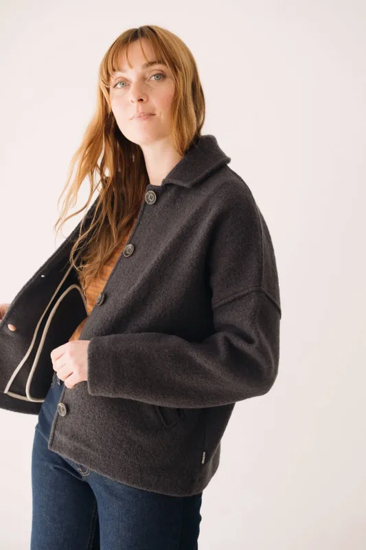 Merino Wool Short Coat in Grey sold by Ivalo.com