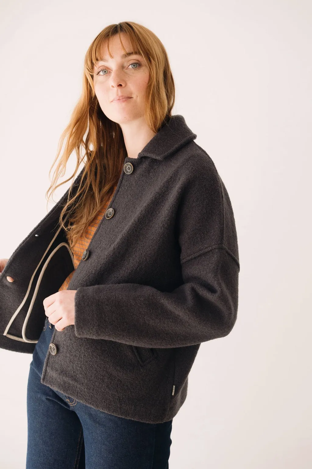 Merino Wool Short Coat in Grey sold by Ivalo.com