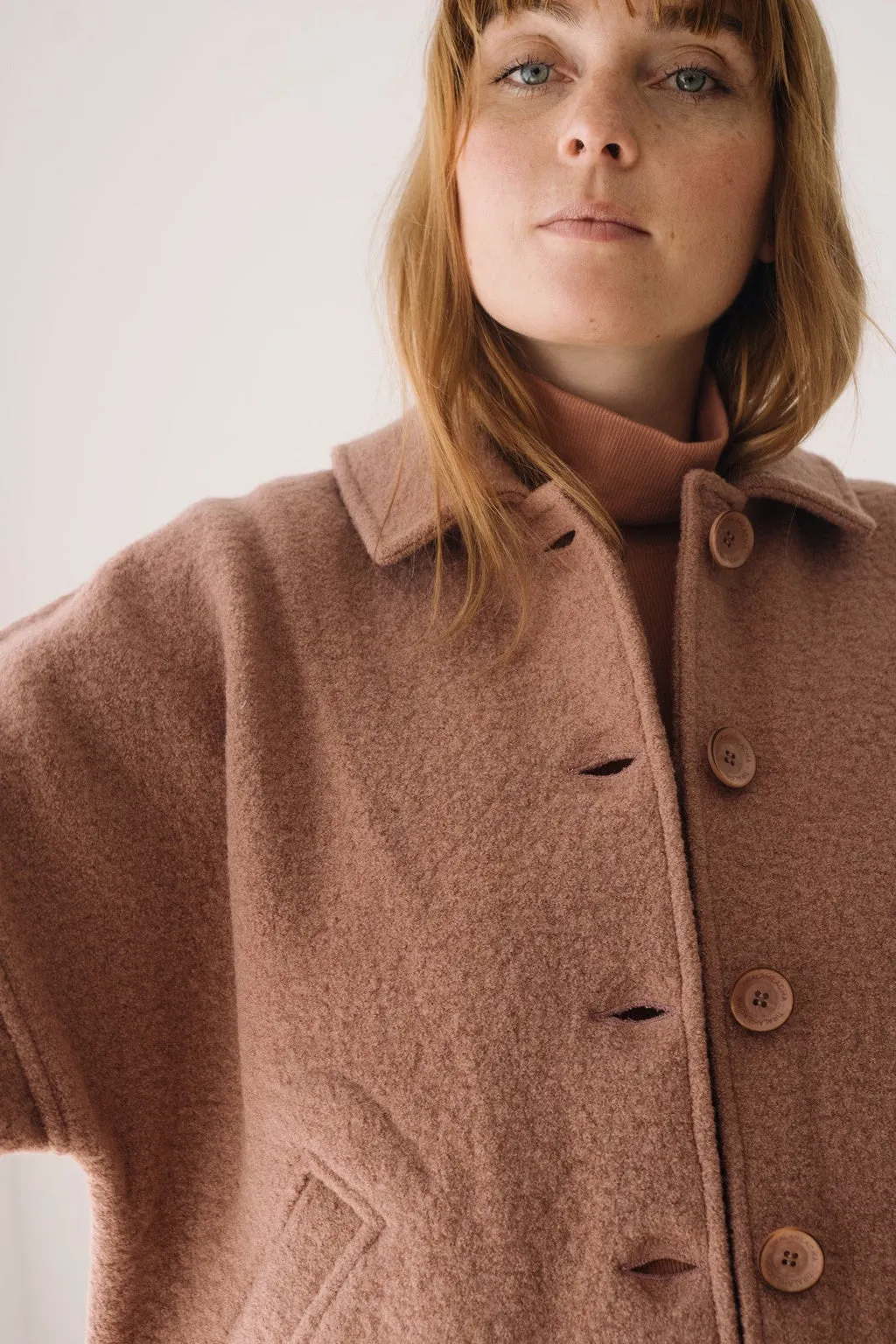 Merino Wool Short Coat in Pink sold by Ivalo.com