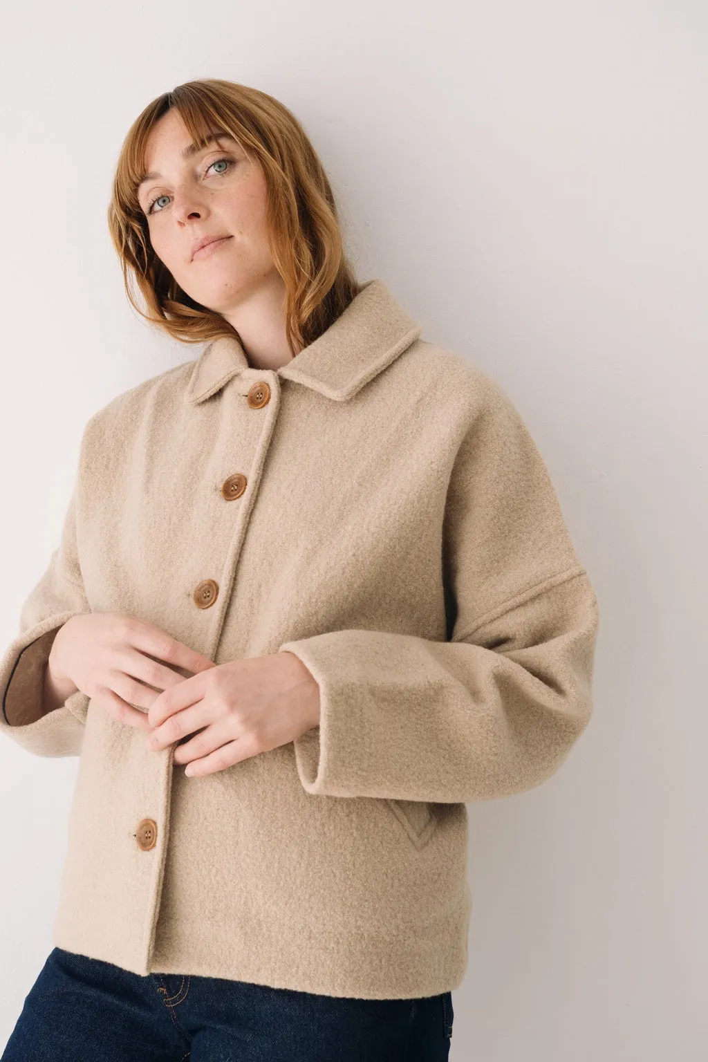 Merino Wool Short Coat in Beige sold by Ivalo.com