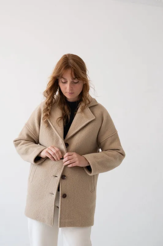 Tad Coat 100% Merino Wool in Magnolia Beige sold by Ivalo.com