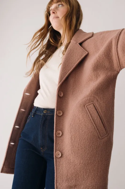 100% Merino Wool Oversized Coat in Pink sold by Ivalo.com