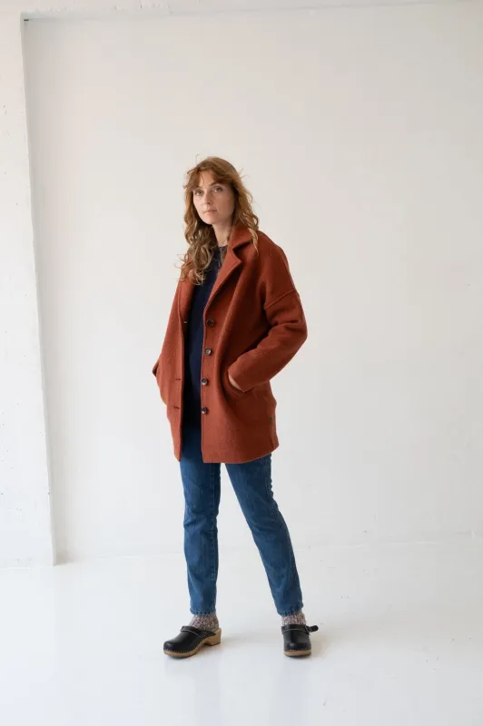 Tad Chunky Wool Coat in Poppy Red sold by Ivalo.com