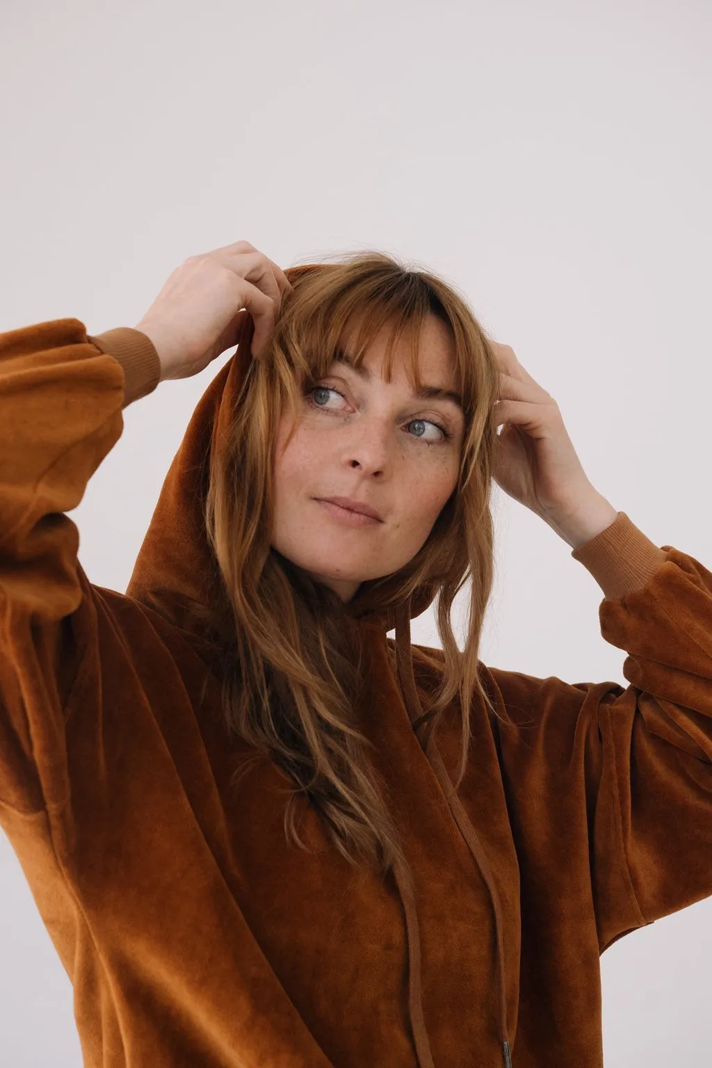 Organic Velvet Hoodie in Terracota sold by Ivalo.com