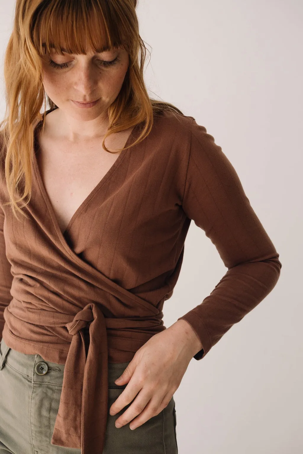 Organic Jersey Wrap Top in Brown sold by Ivalo.com product image thumbnail 3