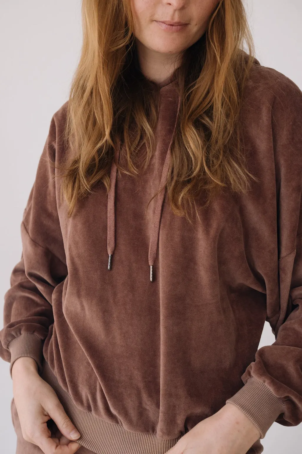 Organic Velvet Hoodie in Mauve sold by Ivalo.com