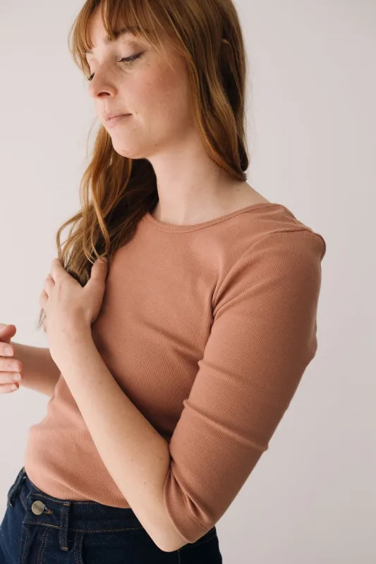 Organic Boat Neckline Ribbed Top in Pink sold by Ivalo.com