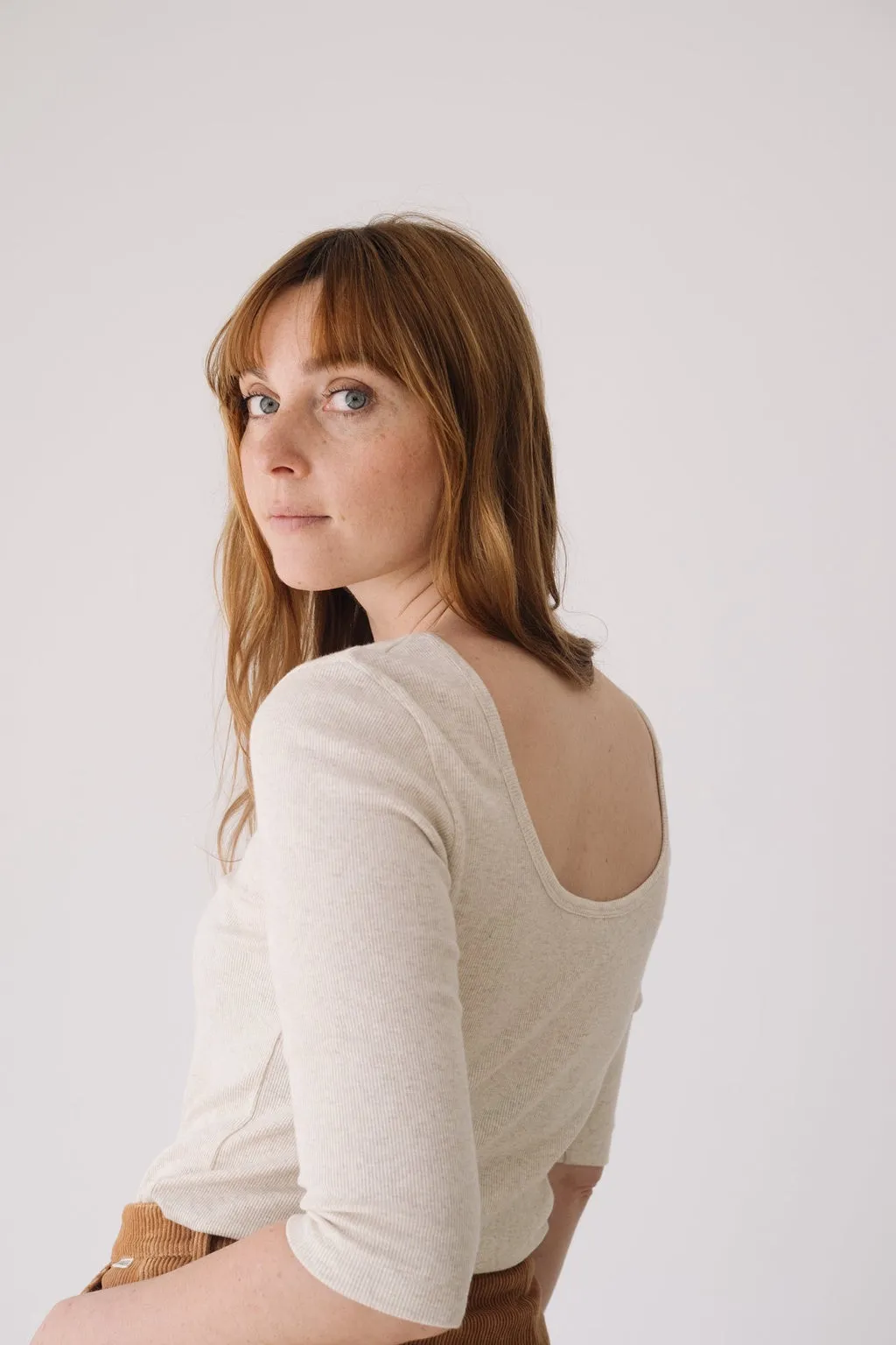 Organic Boat Neckline Ribbed Top in White sold by Ivalo.com